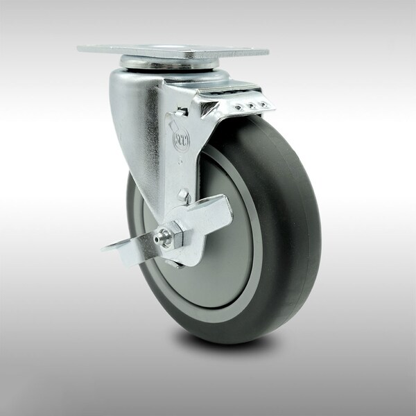 5 Inch SS Thermoplastic Rubber Swivel Top Plate Caster with Brake